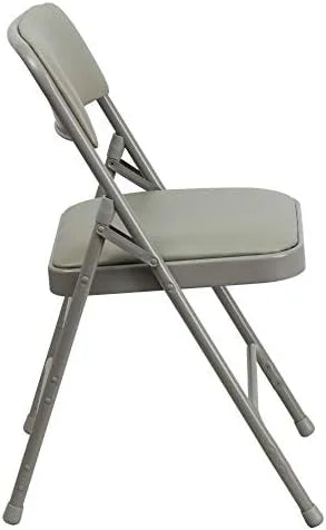 4 Gray & Hinged Chair Triple Folding Double Metal Braced HERCULES Pack Vinyl Curved Series