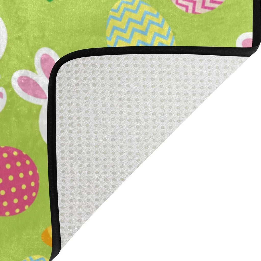 Rabbit Doormat Non Indoor On for Wellsay Outdoor Green 23.6 Floor with Slip Bathroom 15.7 x Entrance Eggs Rugs Mat Carrot Kitchen Entryway Lightweight Cute inches