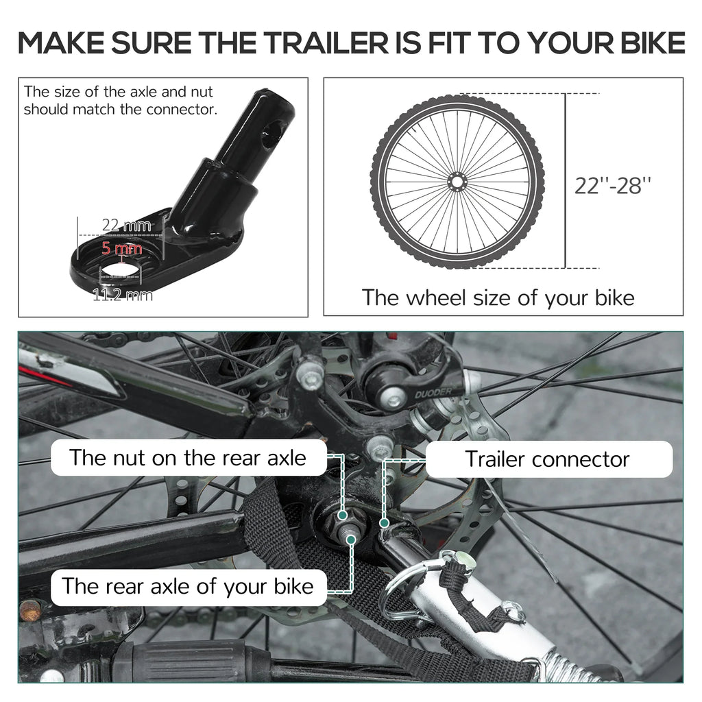 88 Bike Bike Safety Trailer Max Bicycle 16'' Cargo Load Wagon Trailer lbs Aosom with Wheels, Features, Triple Suspension,